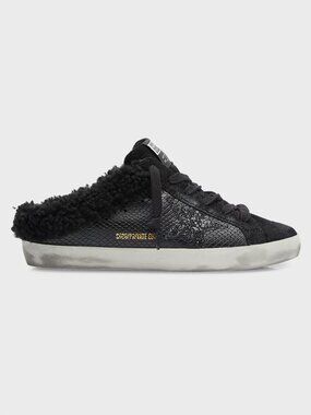 Golden Goose Sabot Black Shearling Mules Shoes 37 7